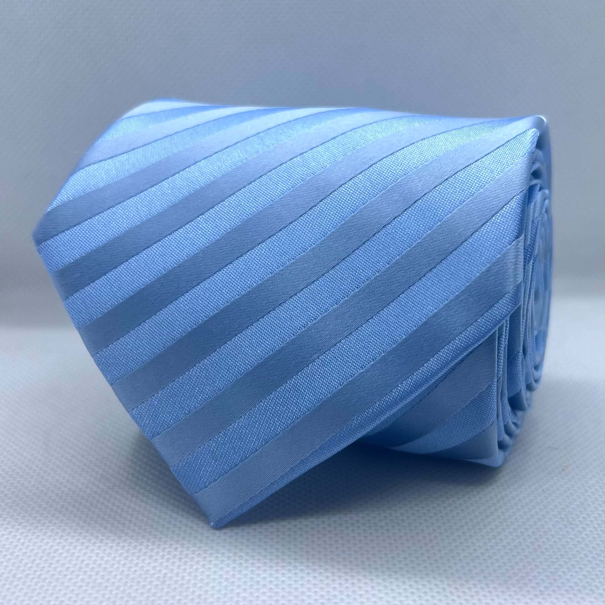 Sky Blue Satin Stripe Microfiber Broad Tie