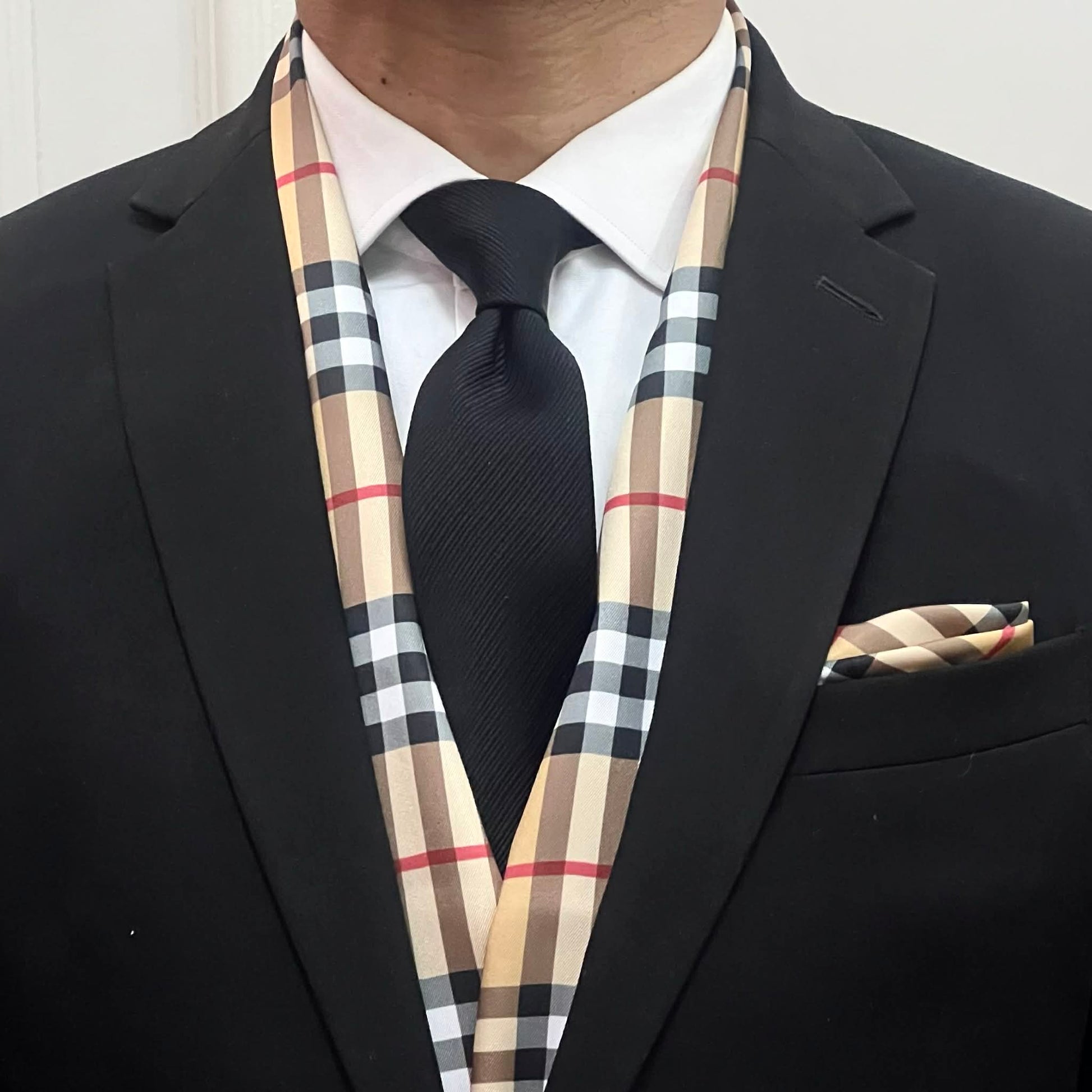 Burberry Style Scarf and Pocket Square Set