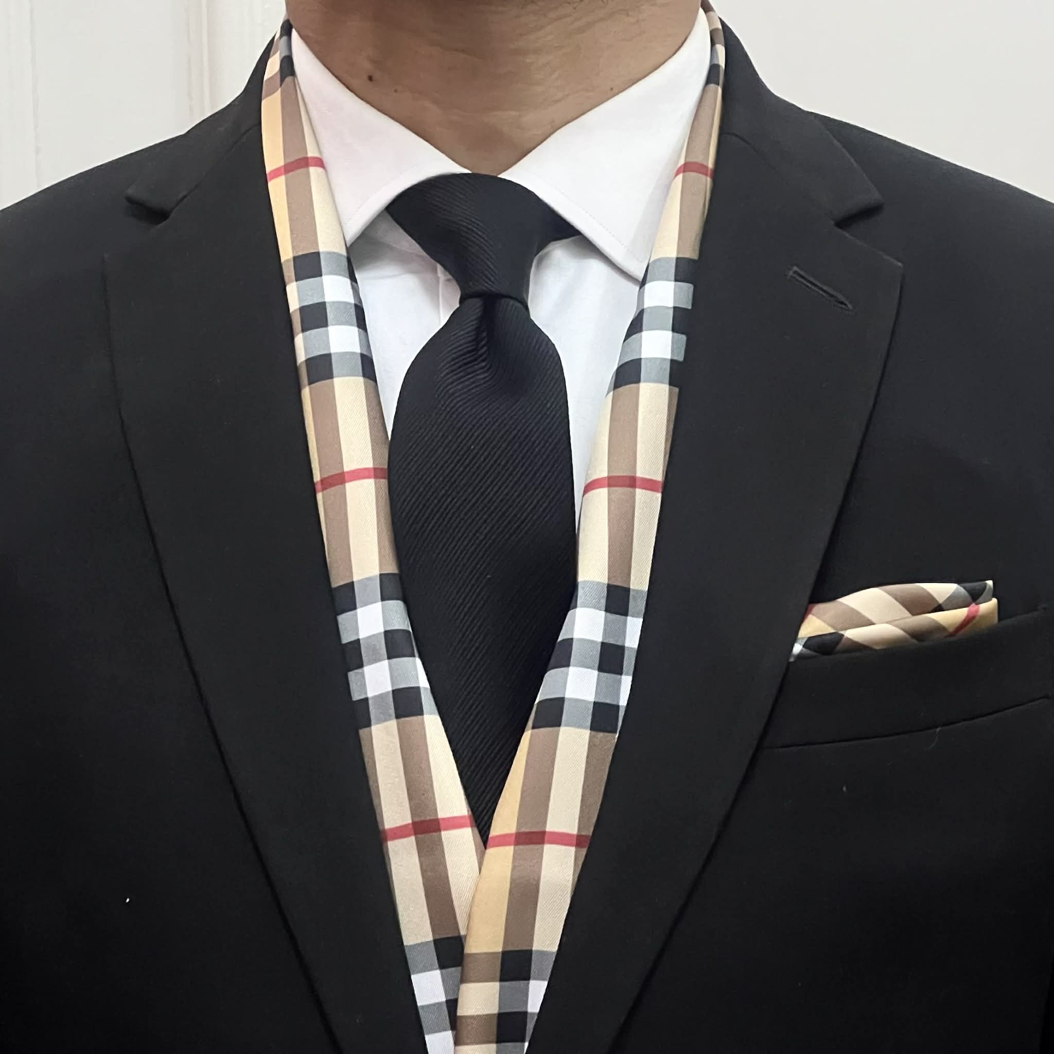 Burberry Style Scarf and Pocket Square Set