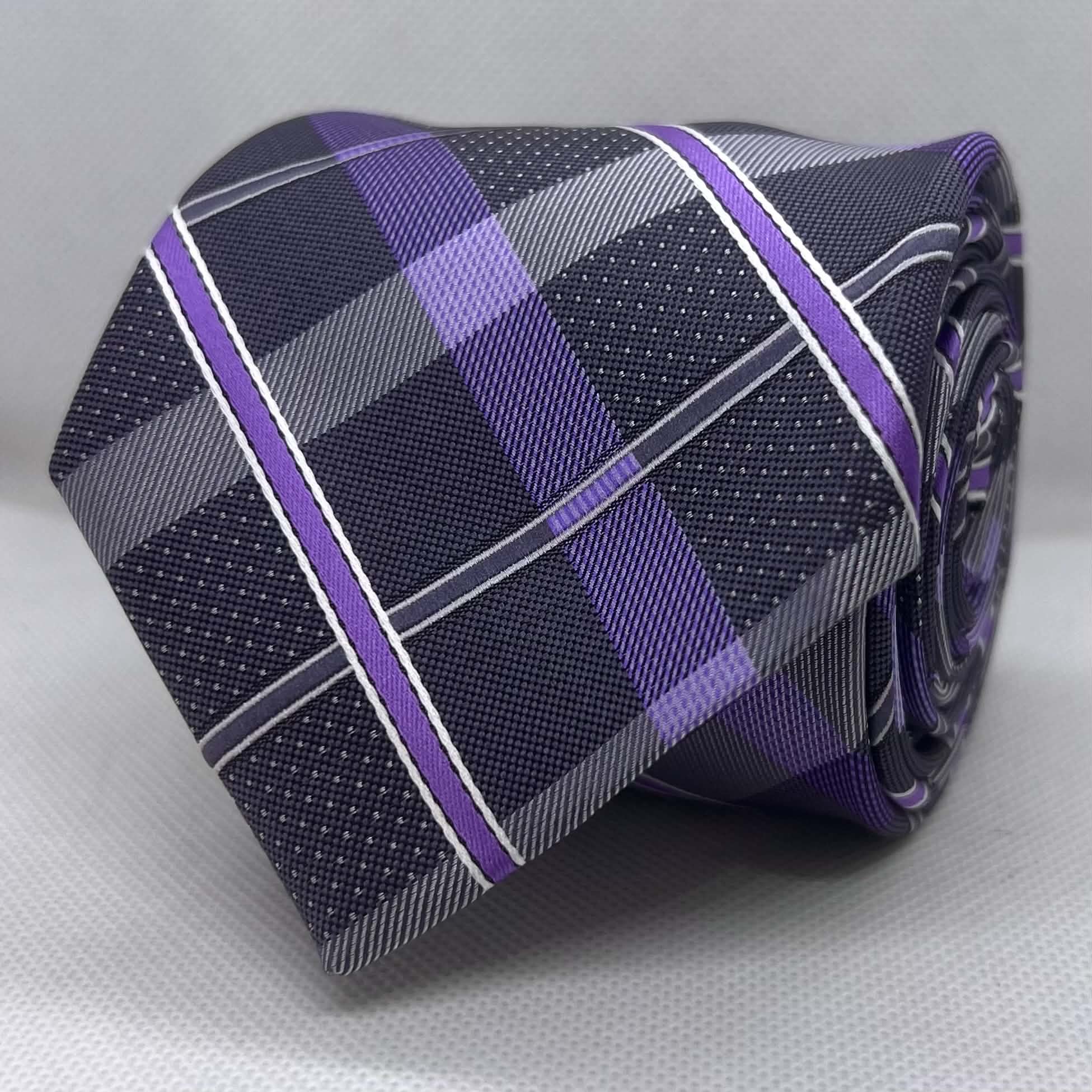Royal Amethyst Charcoal Polyester Broad Tie