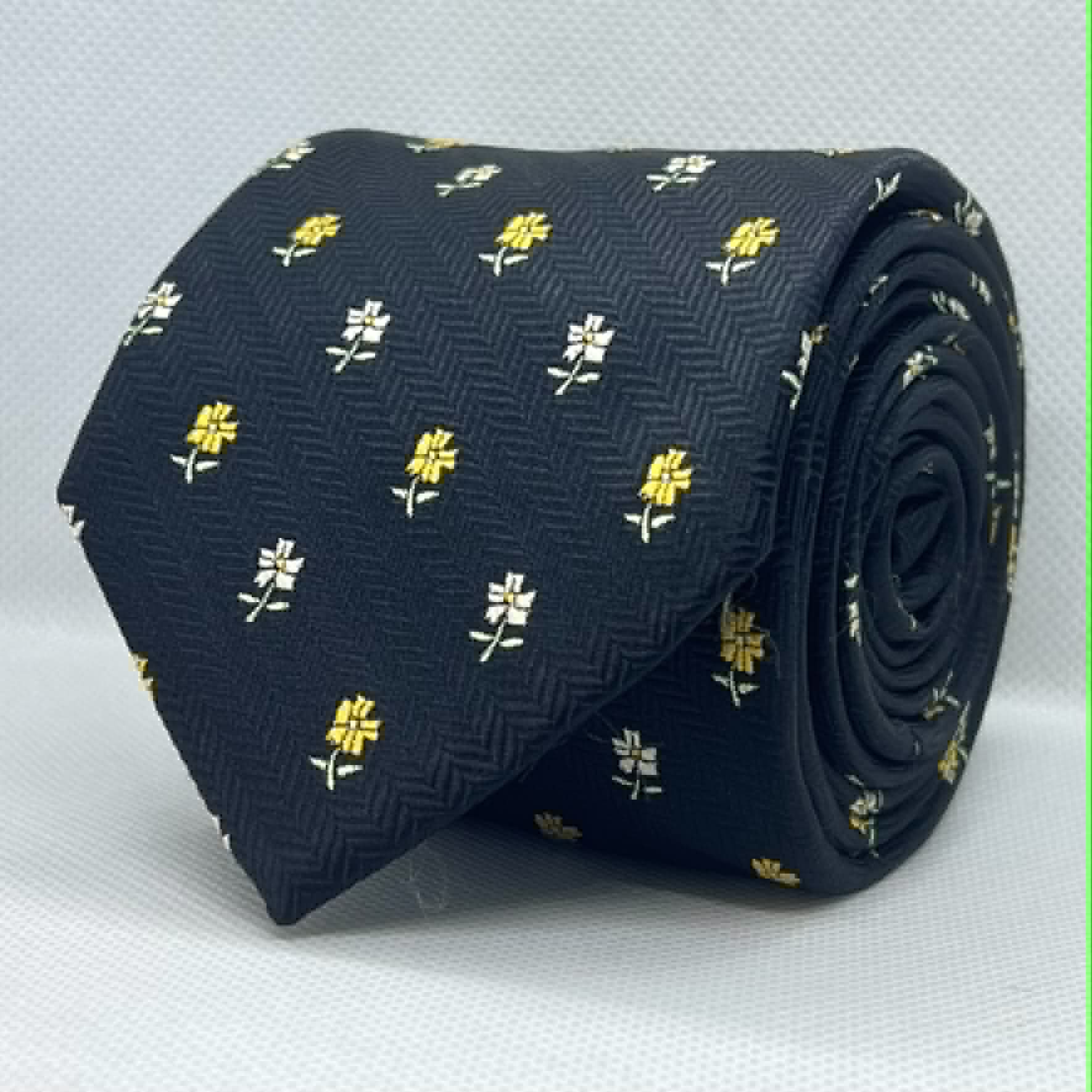 Navy Floral Minimal Polyester Tie