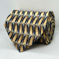 Beige & Blue Paisley Motif Broad Silk Tie