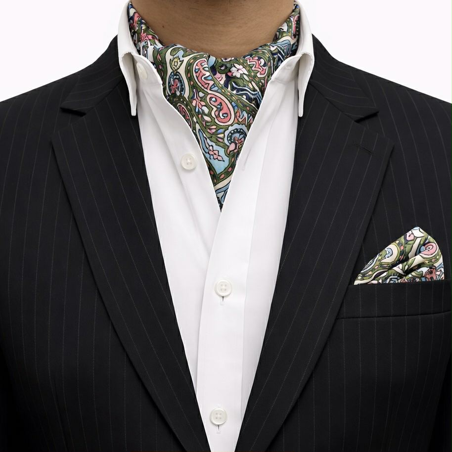 Vintage Floral Multicolor Cravat and Pocket Square set