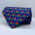 Blue Base Christmas Style Broad Silk Tie
