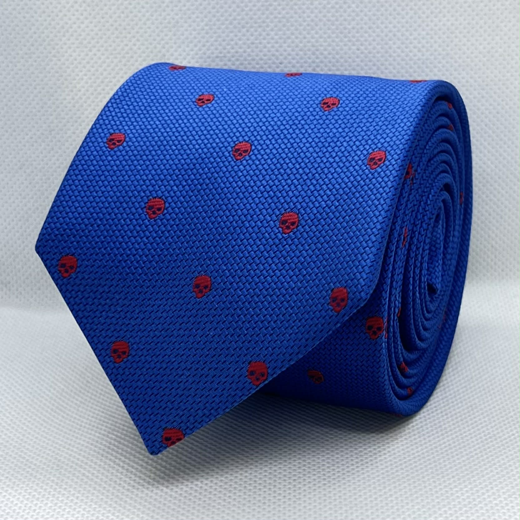 Bright Blue Red Microfiber Tie