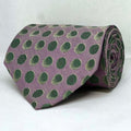 Mauve Lavender & Sage Green Polka Dot Broad Silk Tie