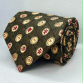 Olive Vintage Circle Pattern Broad Silk Tie