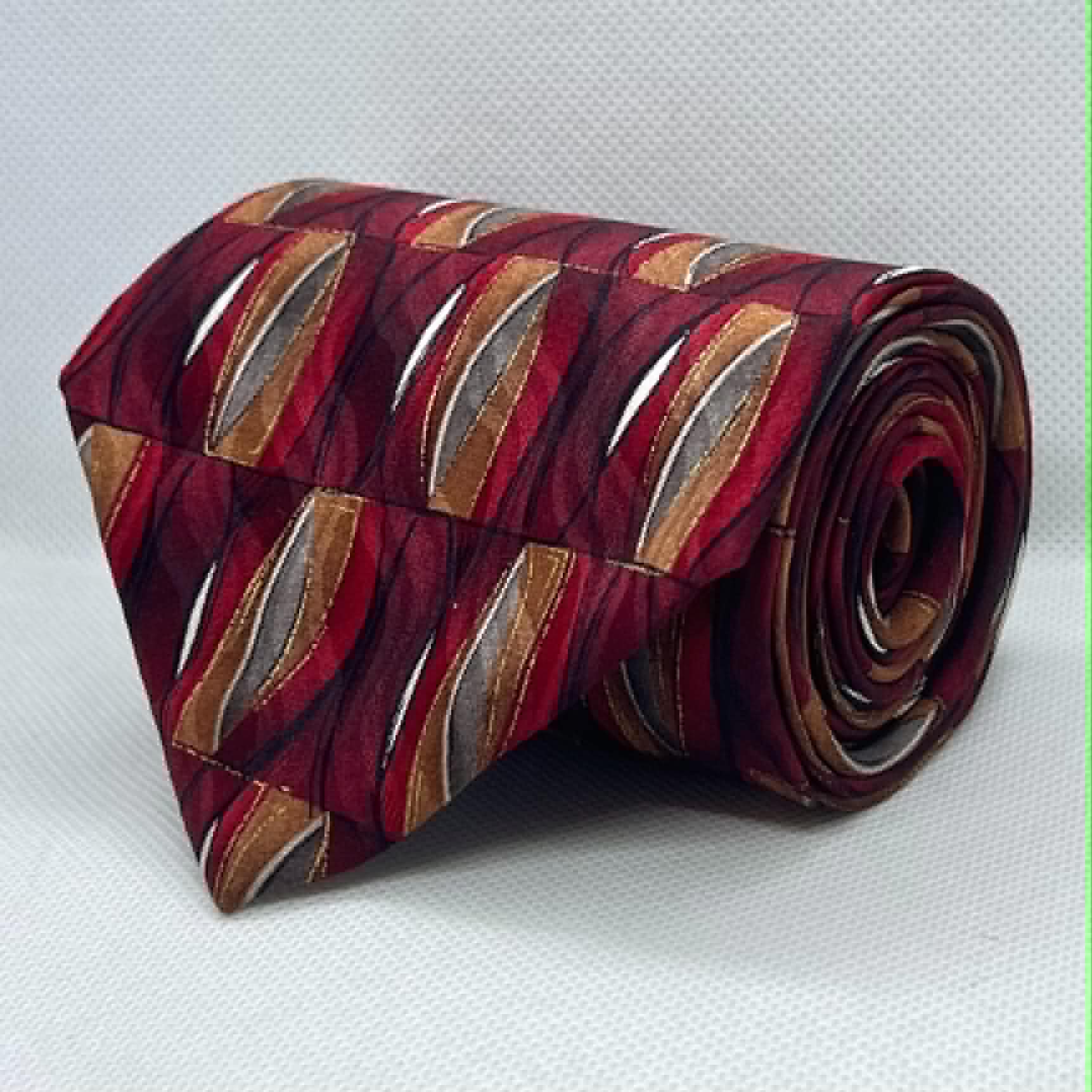 Wine Red Artistic Stripe Silk Broad Necktie