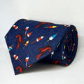 Midnight Navy Coastal Theme Broad Silk Tie