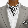 Monochrome Checkerboard Silk Cravat & Pocket Square Set