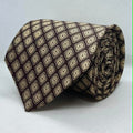 Dark Chocolate Beige Pattern Silk Broad Tie