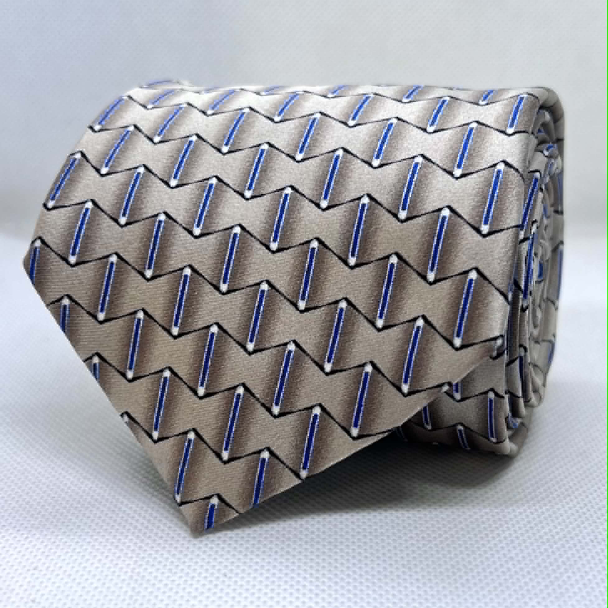 Silver Blue Chevron Silk Broad Necktie