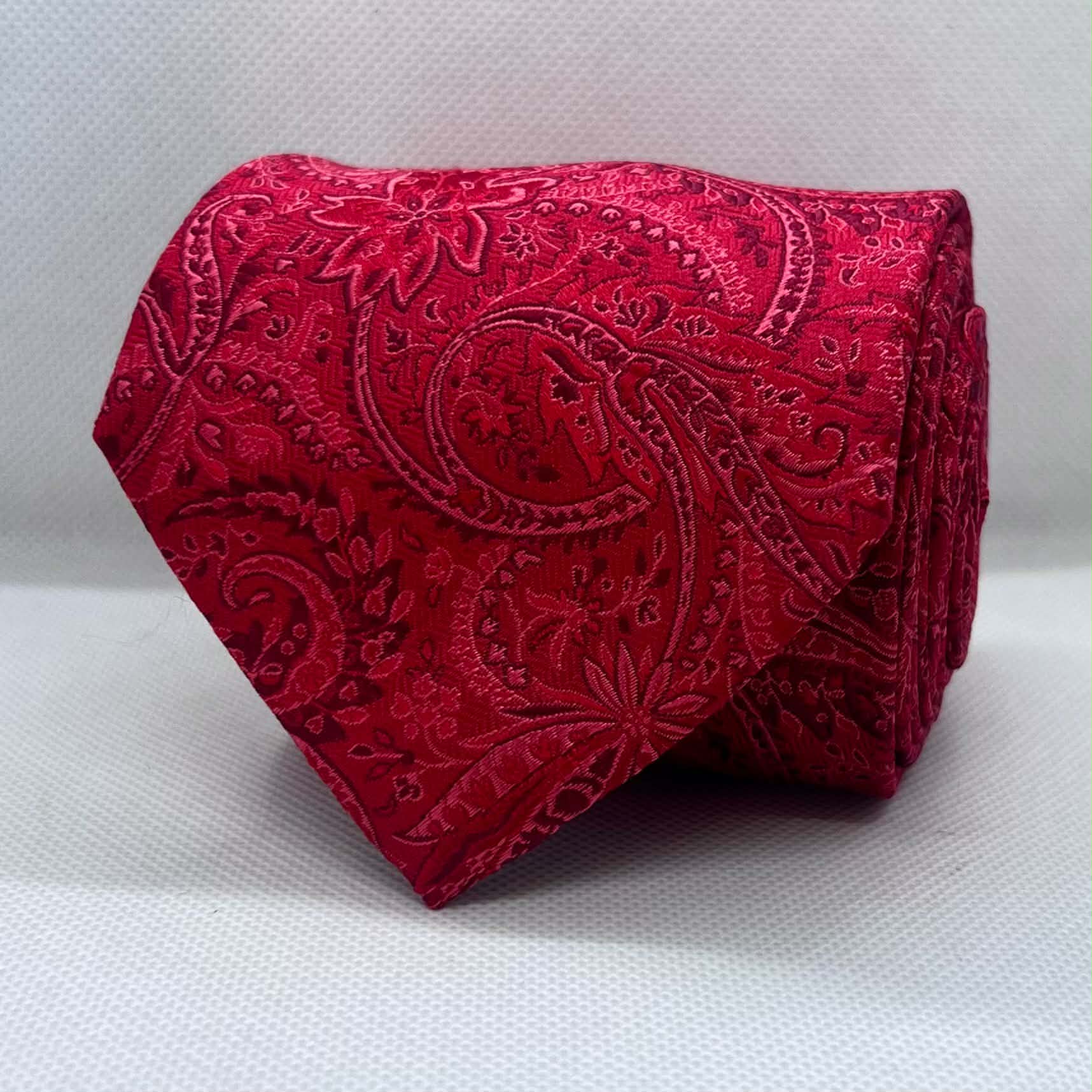 Red Paisley Broad Silk Tie