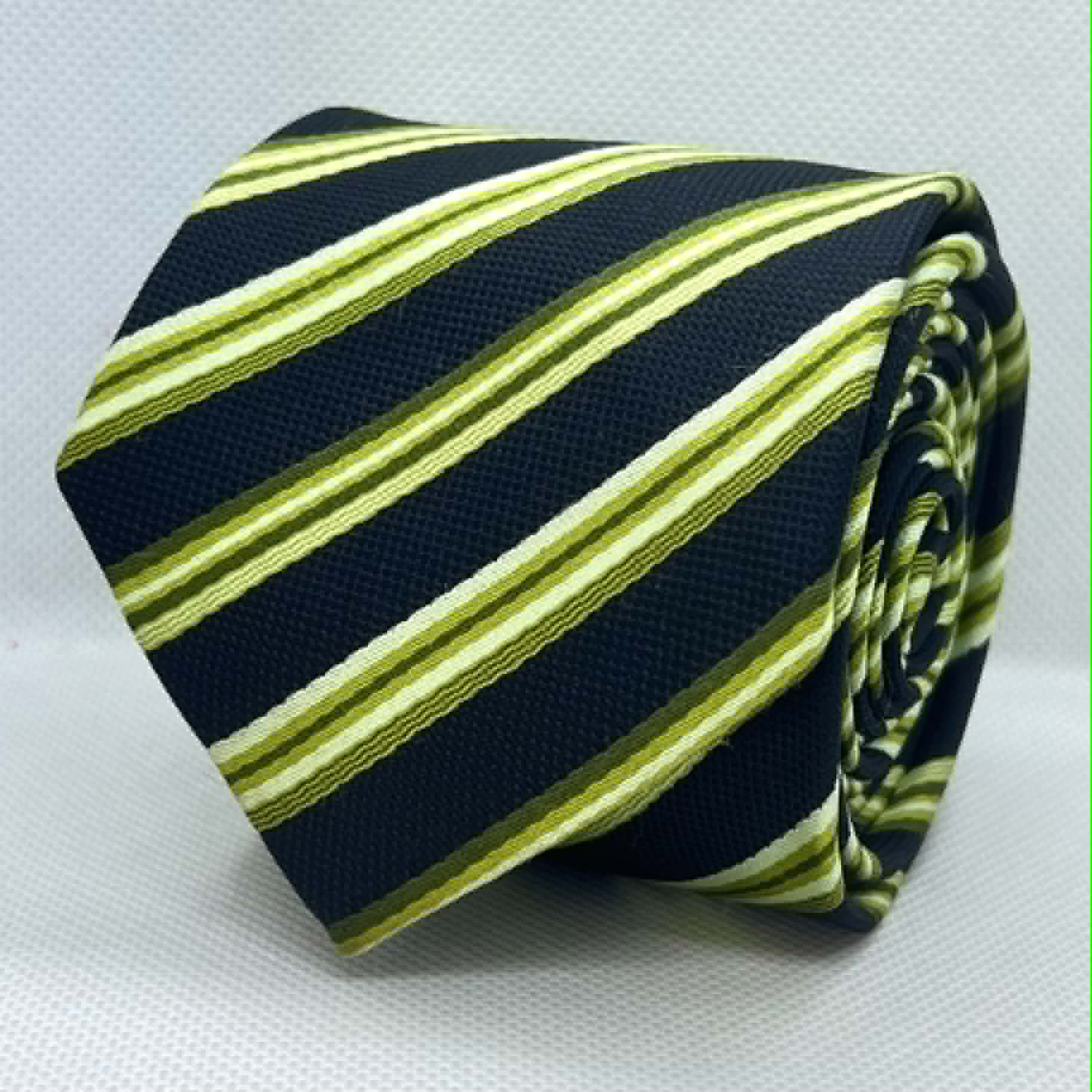 Navy & Lime Stripe Silk Tie