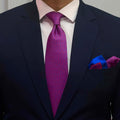 Royal Magenta Micro Geo Silk Tie and Pocket Square Set