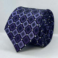 Midnight Violet Geometric Lattice Silk Tie