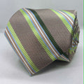 Taupe Green Horizon Stripe Polyester Tie