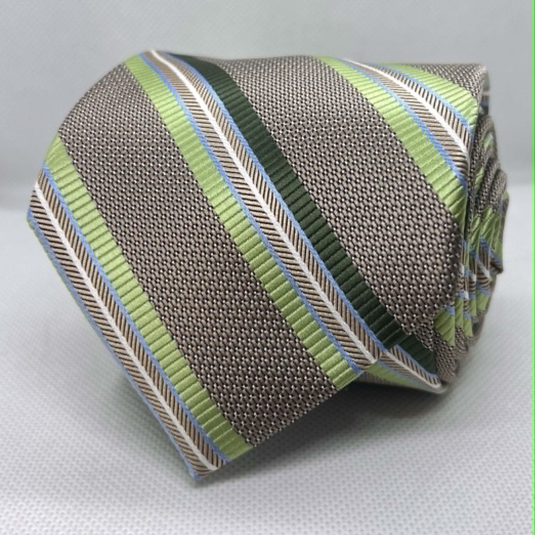 Taupe Green Horizon Stripe Polyester Tie