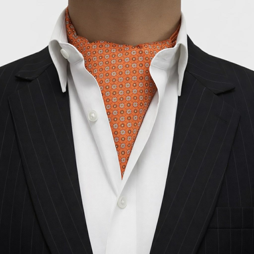 Amber Floral Circle Print Classic Cravat