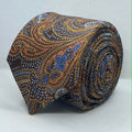 Brown Blue Baroque Pattern Silk Necktie