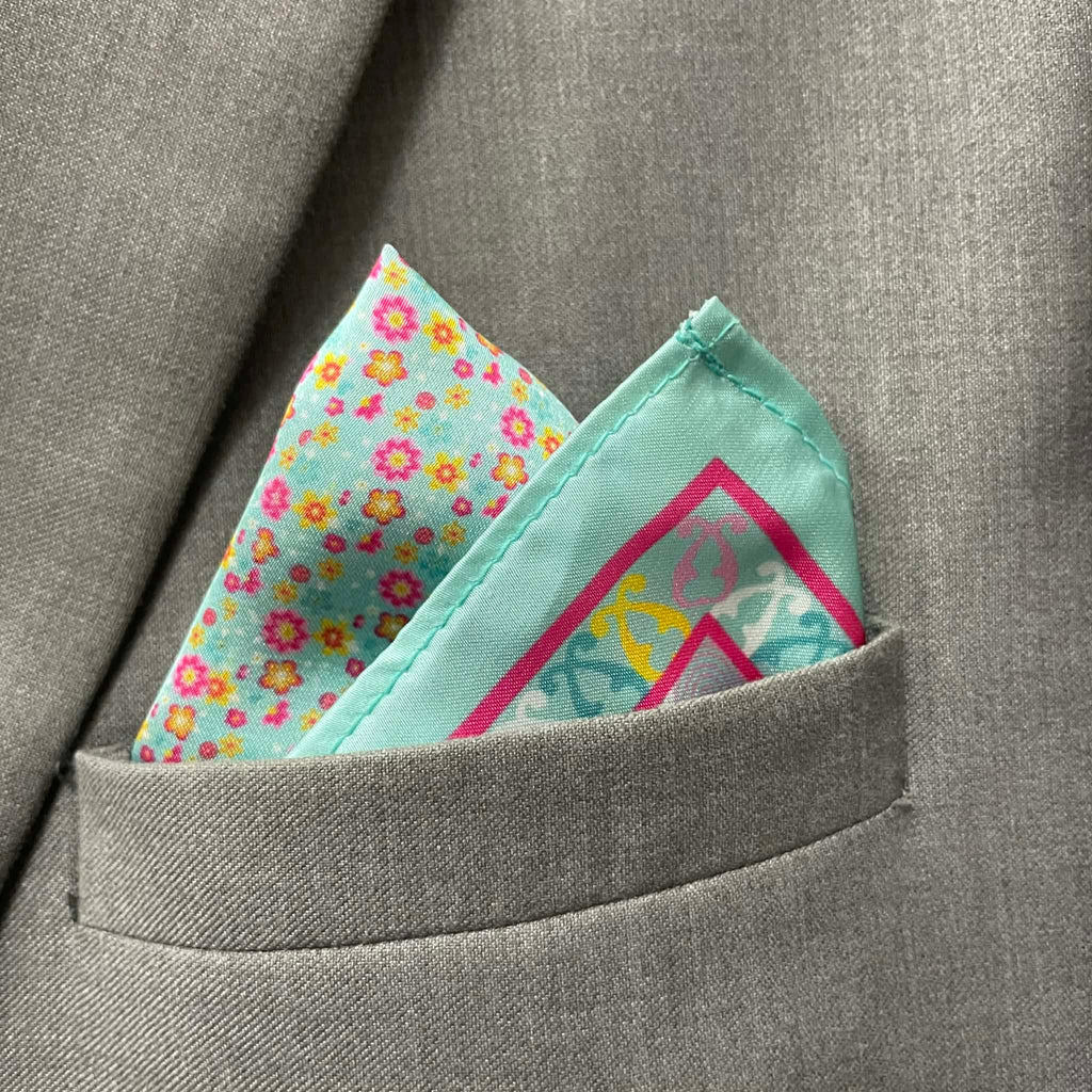 Sky Blue Mini Floral Tie Set