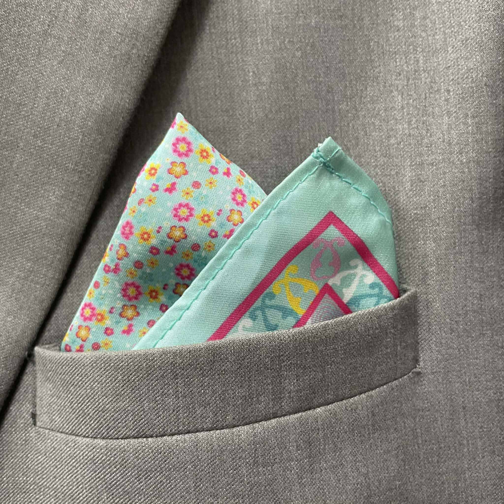 Sky Blue Mini Floral Tie Set