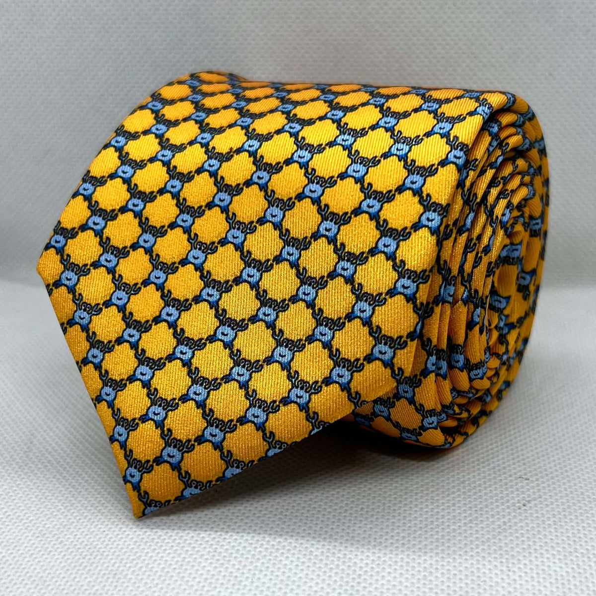 Yellow and Blue Dancing Crab Silk Tie
