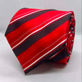 Red, Black & White Striped Silk Tie