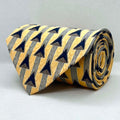 Yellow Blue Triangle Pattern Silk Broad Necktie