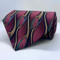 Burgundy Gold Abstract Broad Silk Tie