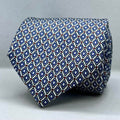 White Base Blue Red Motif Polyester Tie