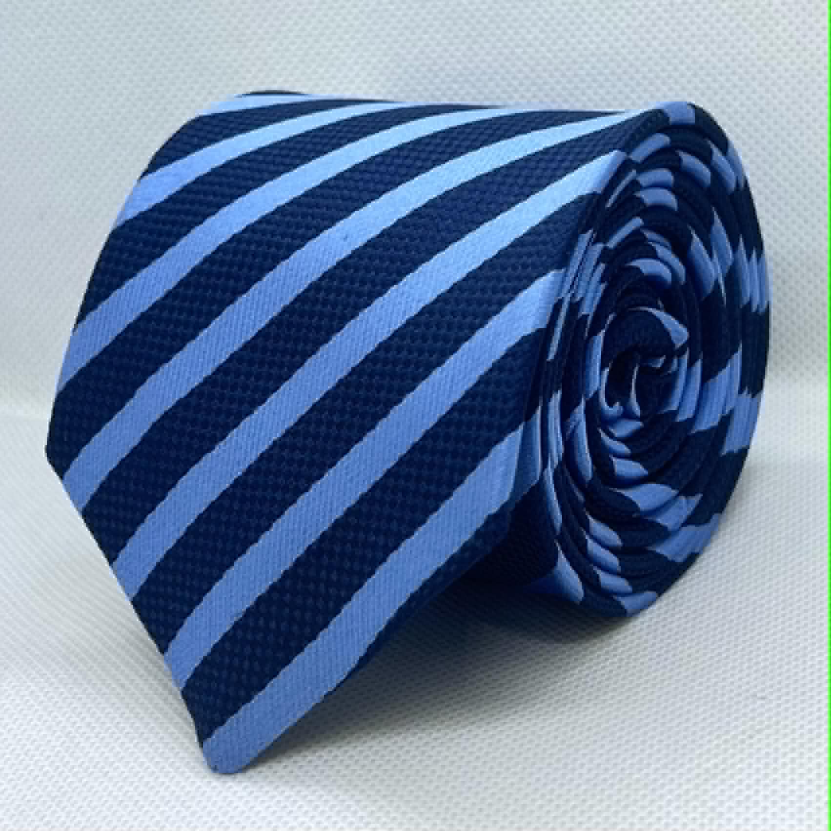 Ocean Blue Diagonal Stripe Silk Tie