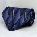 Royal Blue Silver Wave Stripe Broad Silk Tie