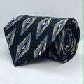 Black Grey Geometric Designer Broad Silk Necktie
