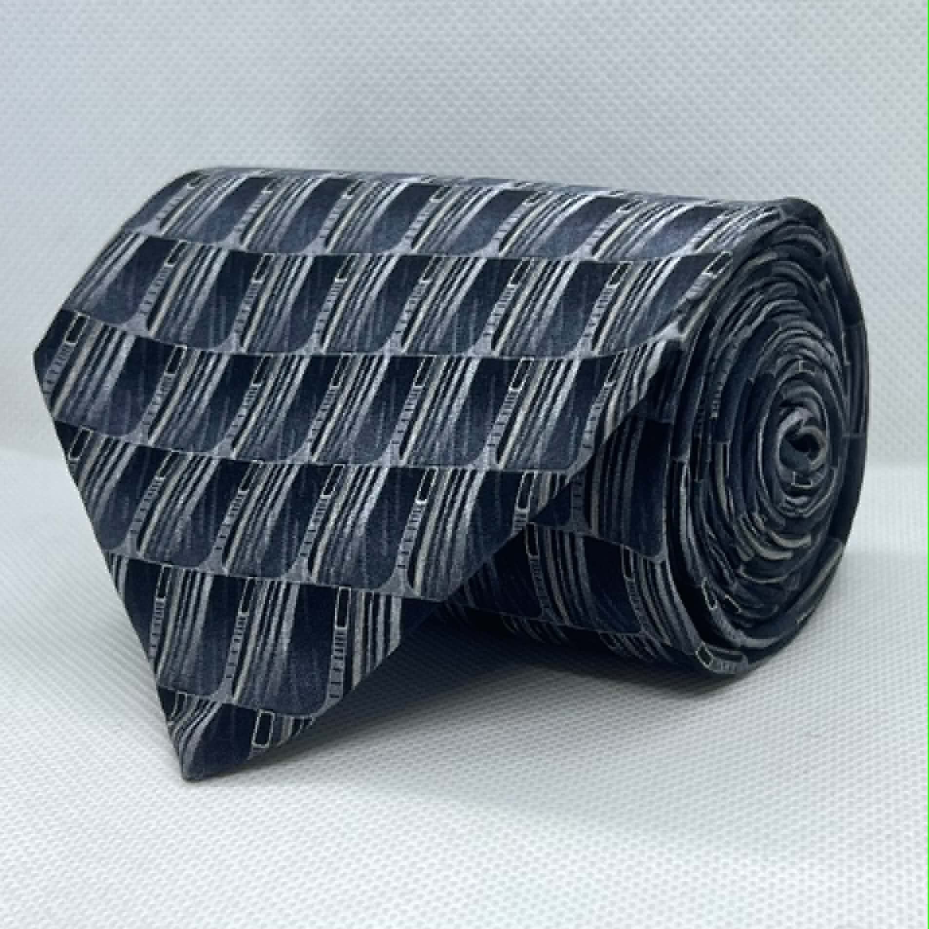 Charcoal Grey Abstract Check Broad Silk Tie