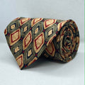 Earth Tone Geometric Designer Broad Silk Tie