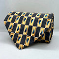 Black Base Yellow Geometric Silk Broad Tie