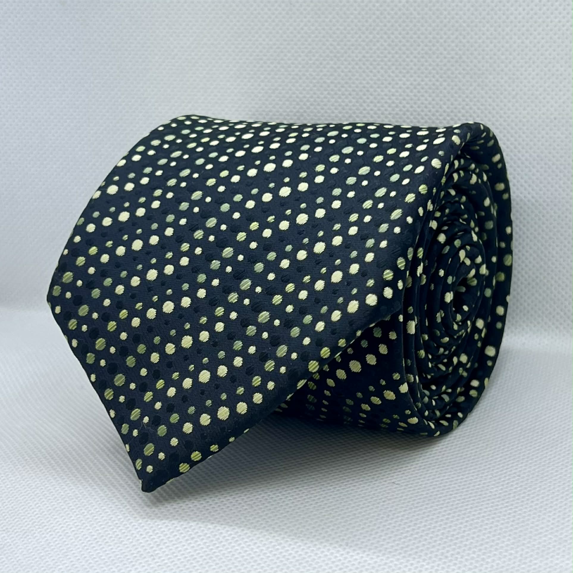 Navy Tie with Olive Polka Polyester Tie