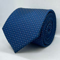 Deep Blue Geometric Dot Grid Microfiber Tie