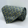 Green Geometric Woven Broad Silk Tie