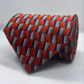 Rust Orange Geometric Check Broad Tie