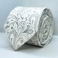 Pearl Silver Paisley Silk Tie