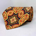 Blue Base Brown Big Motif Broad Silk Tie