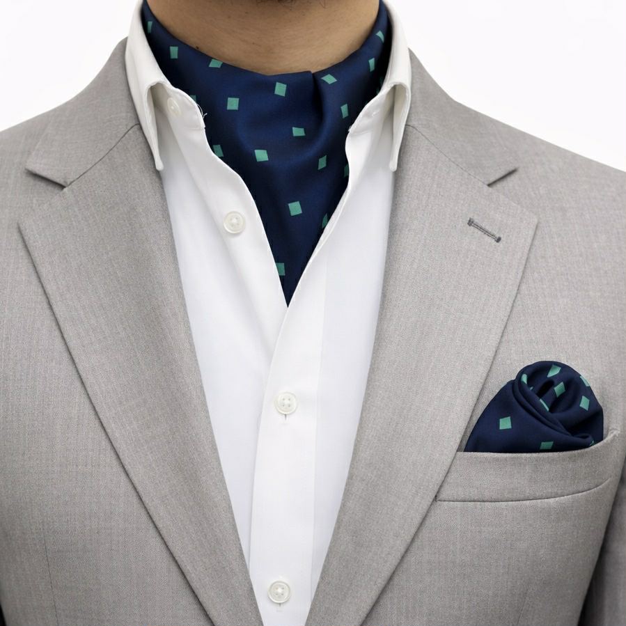 Black Green Cravat Pocket Square set