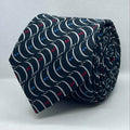 Navy Wave Pattern Polyester Tie