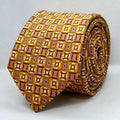 Mustard Gold Patterned with Purple Silk Tie