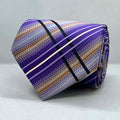 Purple Multicolor Check Pattern  Silk Tie