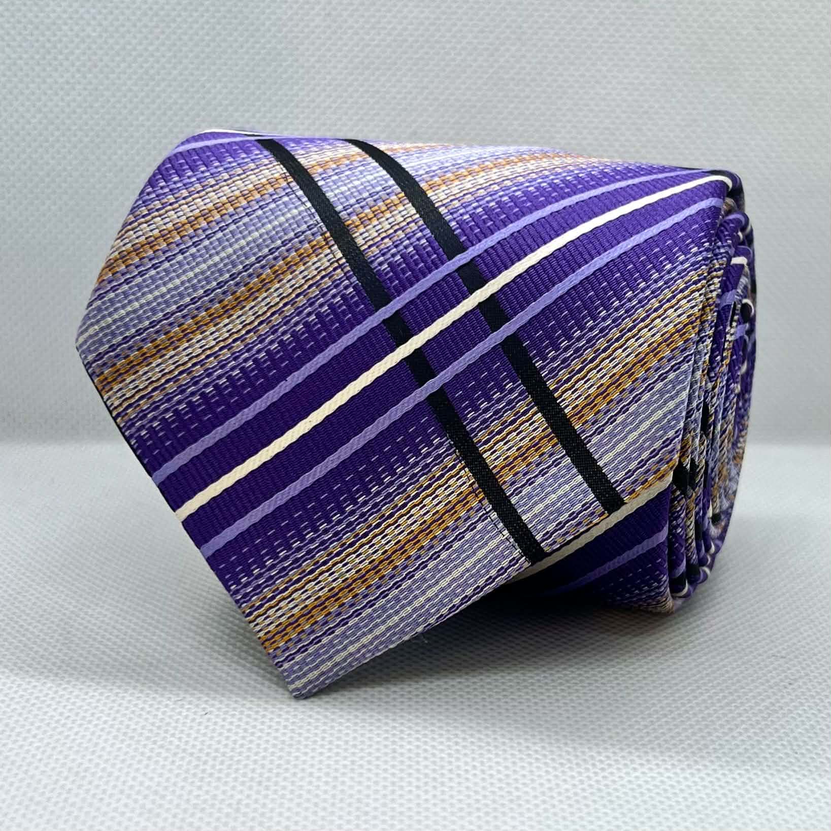 Purple Multicolor Check Pattern  Silk Tie