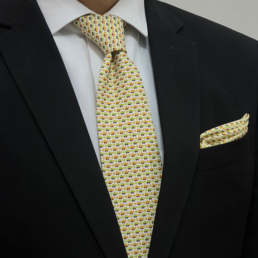White Confetti Dot Tie and Pocket Square Set