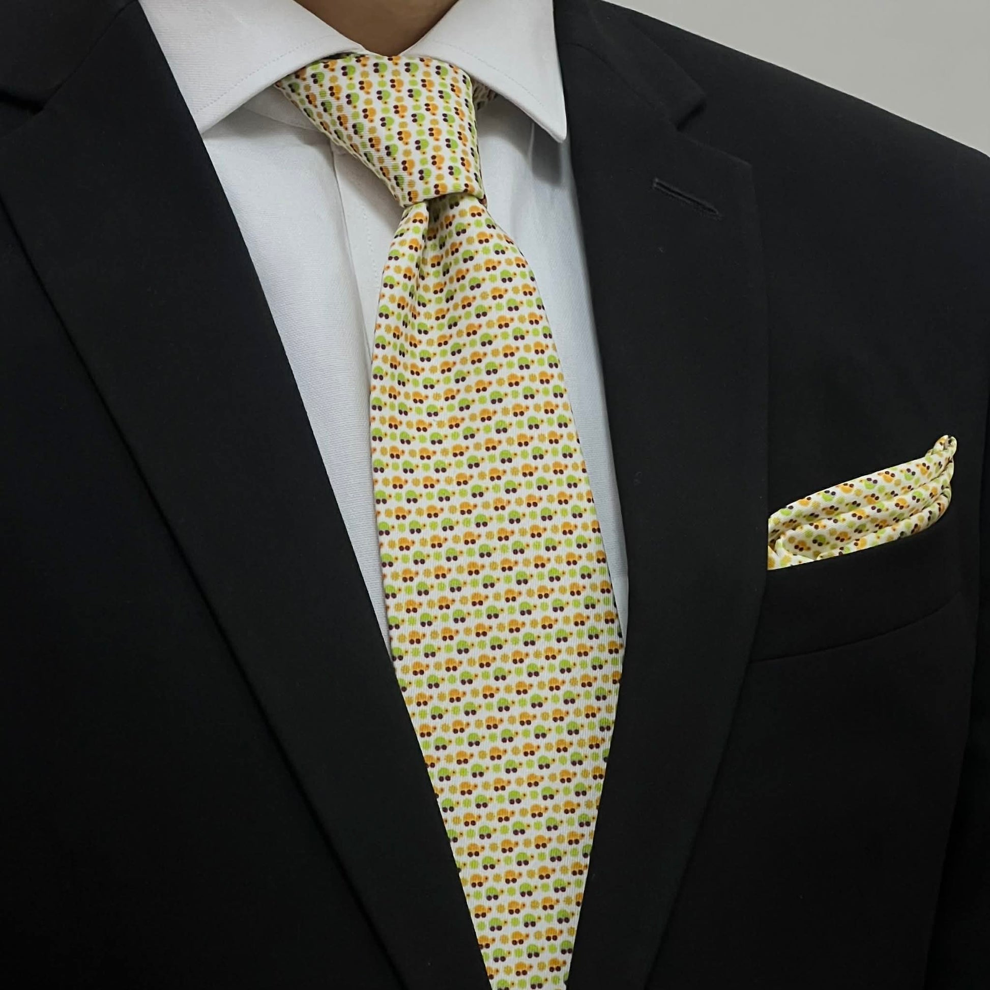White Confetti Dot Tie and Pocket Square Set